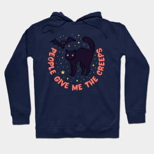 People give me the creeps a funny Halloween black cat Hoodie